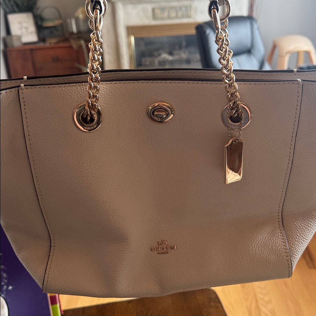 Coach Cream Leather Tote Bag New